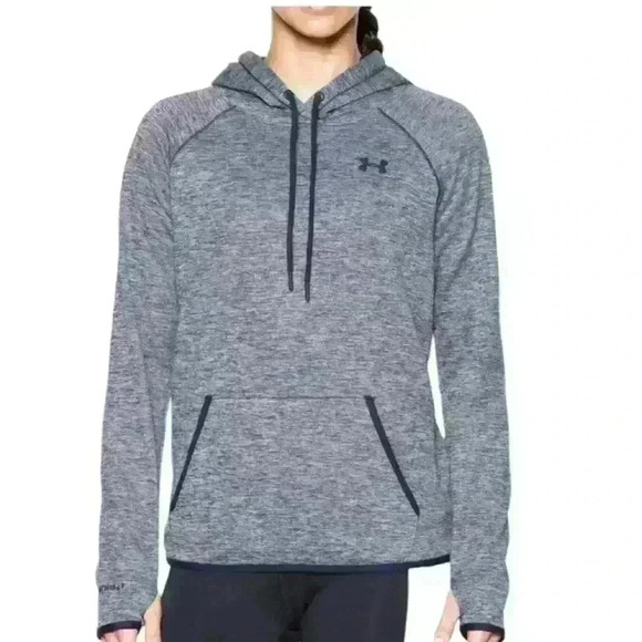 Under Armour Womens S petite Long Sleeve Drawstring Athletic Hoodie T Shirt Navy - Picture 1 of 7